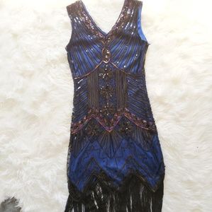 1920s Gatsby New Year's Beaded Flapper Dress
